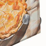 Close-up of large abstract wall art featuring assorted pastries in vibrant colors on acrylic glass.