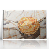 Art deco poster of assorted pastries in soft pastel tones, framed in white acrylic, suitable for nursery wall art.