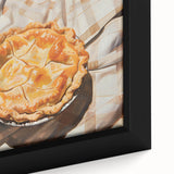 Close-up of a framed canvas featuring colorful pastries on a black background, suitable for a large living room wall.