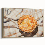 Framed canvas featuring vintage poster art of pastries in muted gold tones, ideal for bedroom wall decor.