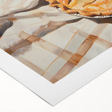 Art deco poster featuring assorted pastries in muted pastel colors on a rolled canvas, suitable for dining room decor.