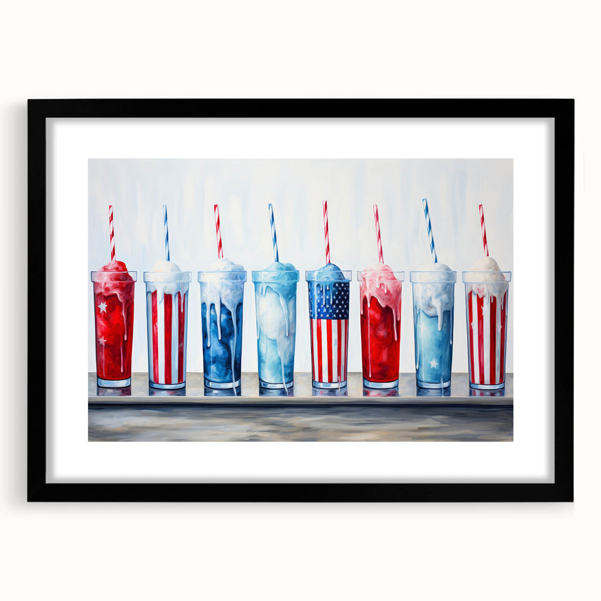 Patriotic Ice Cream Drinks - 4th of July Beverage Wall Art
