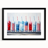 Patriotic Ice Cream Drinks - 4th of July Beverage Wall Art