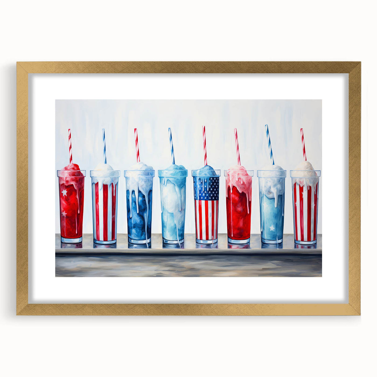 Patriotic Ice Cream Drinks - 4th of July Beverage Wall Art