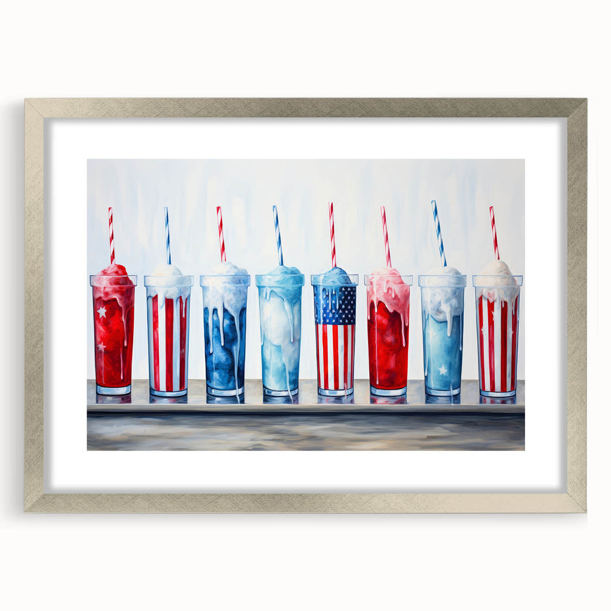 Patriotic Ice Cream Drinks - 4th of July Beverage Wall Art
