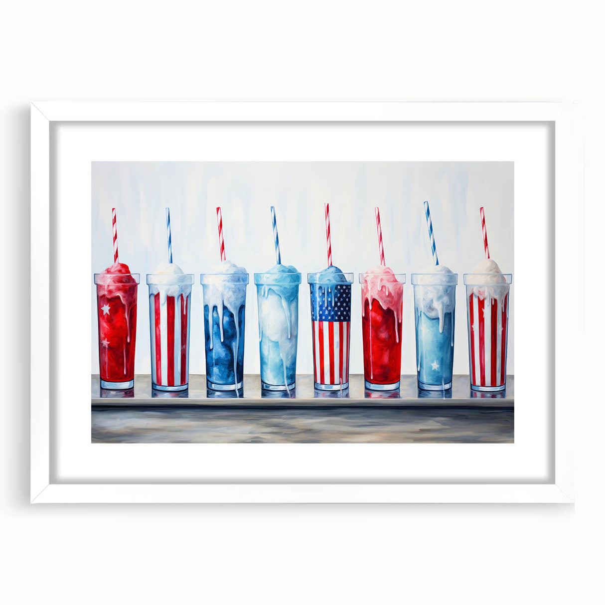 Patriotic Ice Cream Drinks - 4th of July Beverage Wall Art