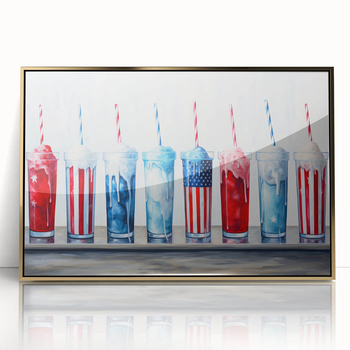 Patriotic Ice Cream Drinks - 4th of July Beverage Wall Art