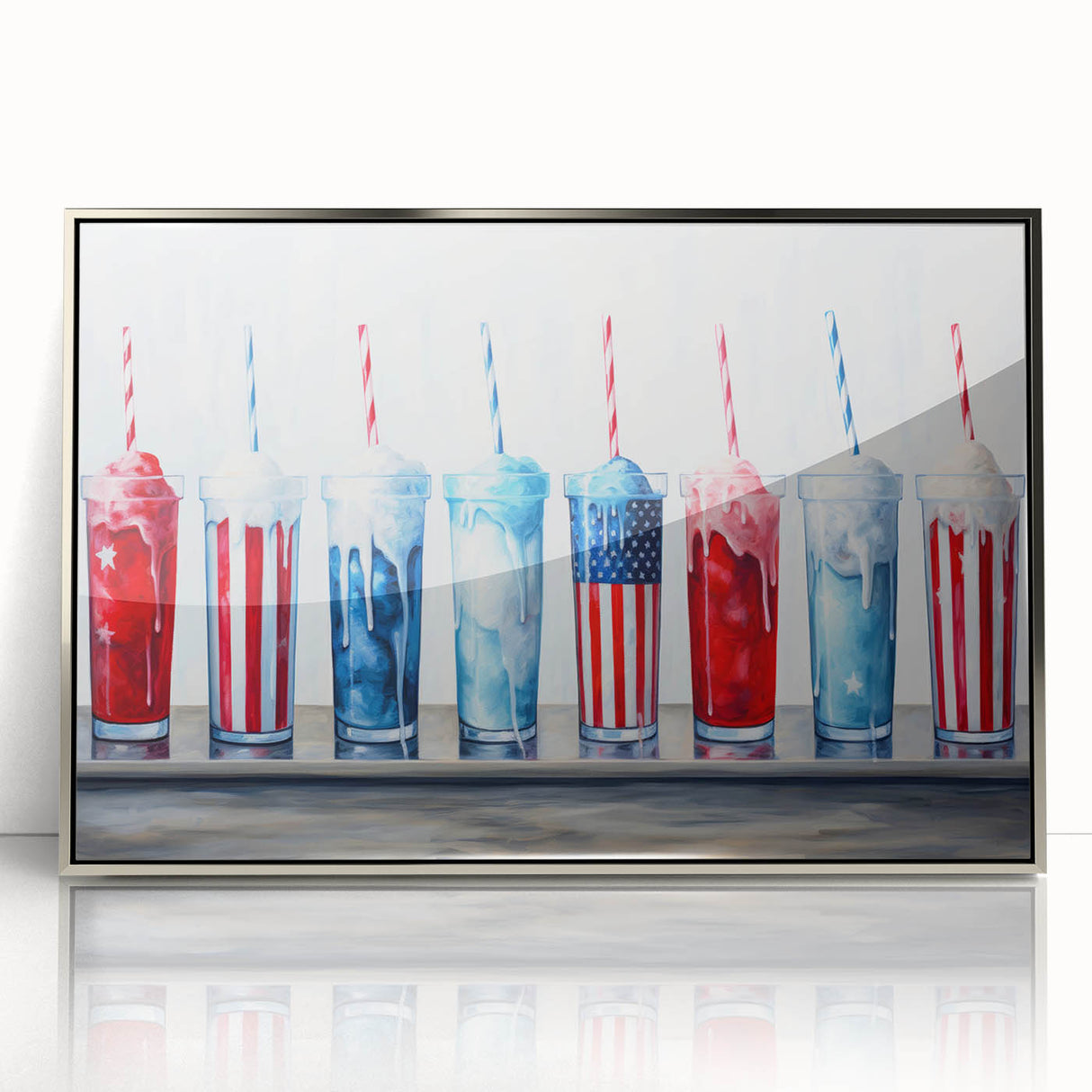 Patriotic Ice Cream Drinks - 4th of July Beverage Wall Art
