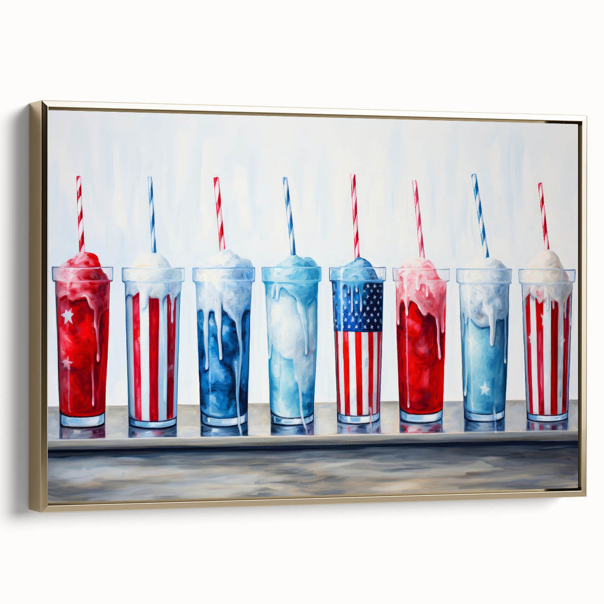 Patriotic Ice Cream Drinks - 4th of July Beverage Wall Art