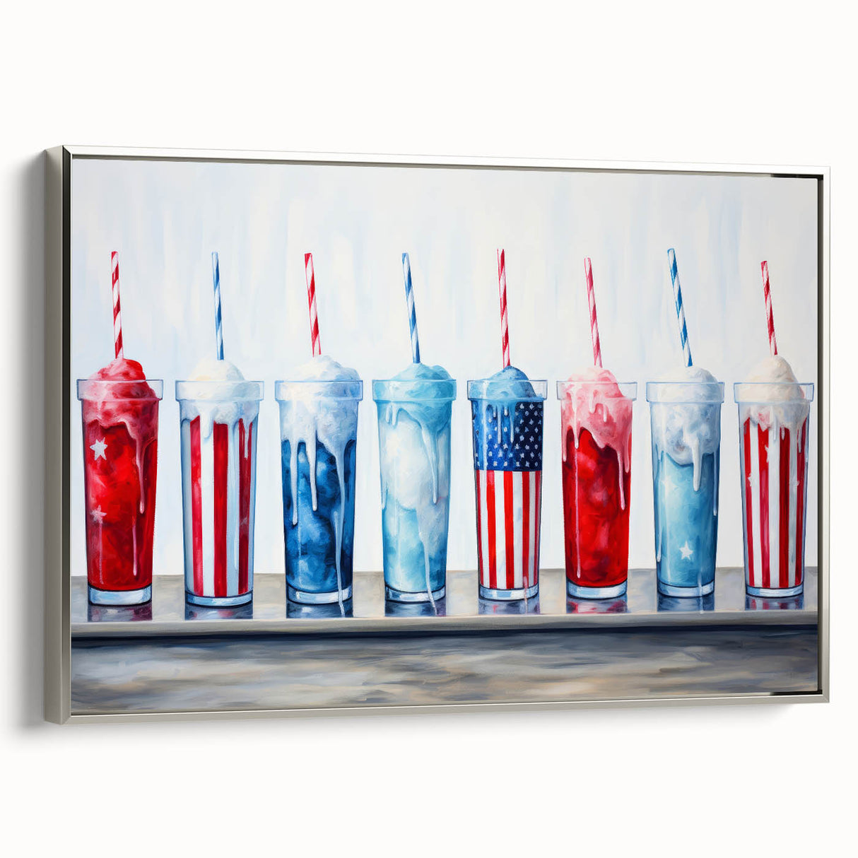Patriotic Ice Cream Drinks - 4th of July Beverage Wall Art