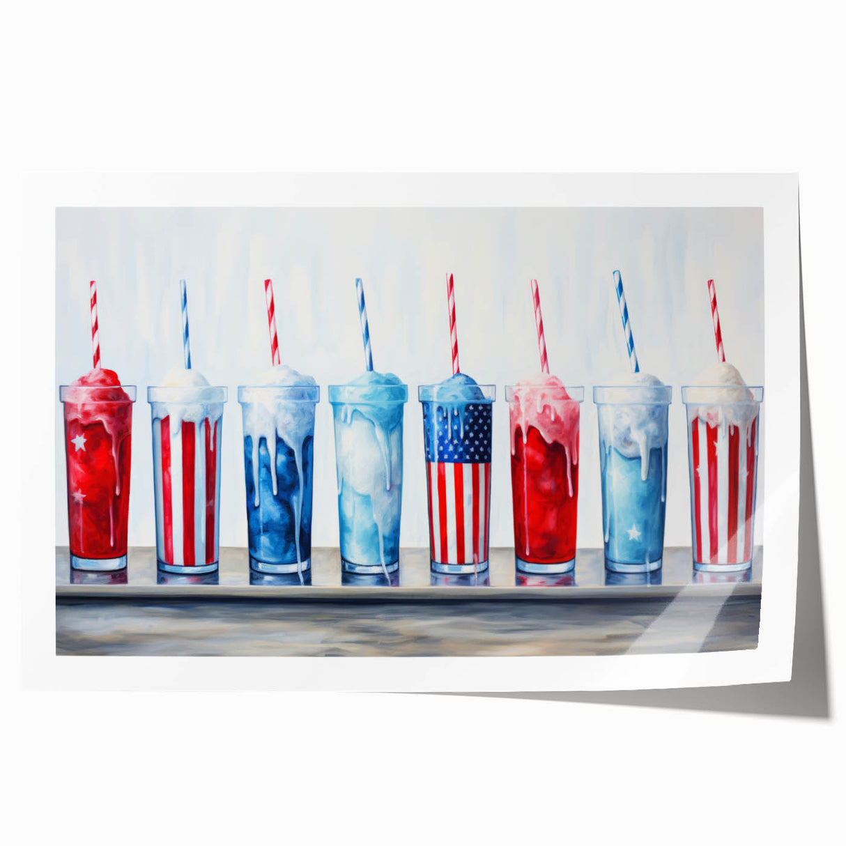Patriotic Ice Cream Drinks - 4th of July Beverage Wall Art