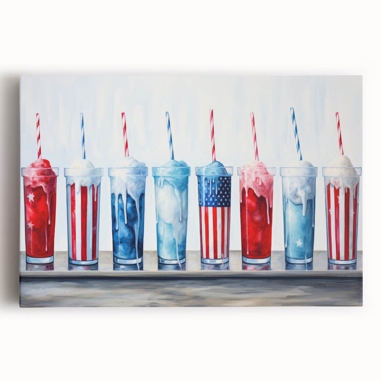 Patriotic Ice Cream Drinks - 4th of July Beverage Wall Art
