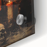 Skulls and Candlelight Halloween Wall Art - Gothic Oil Painting