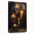 Skulls and Candlelight Halloween Wall Art - Gothic Oil Painting