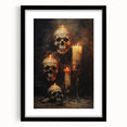 Skulls and Candlelight Halloween Wall Art - Gothic Oil Painting