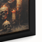 Skulls and Candlelight Halloween Wall Art - Gothic Oil Painting
