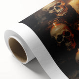 Skulls and Candlelight Halloween Wall Art - Gothic Oil Painting