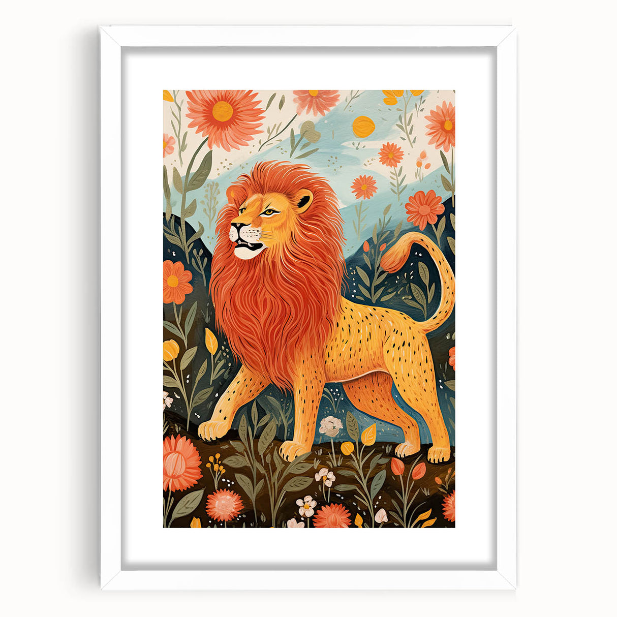 Majestic Lion Kids Room Wall Art - Nursery Safari Animal Print