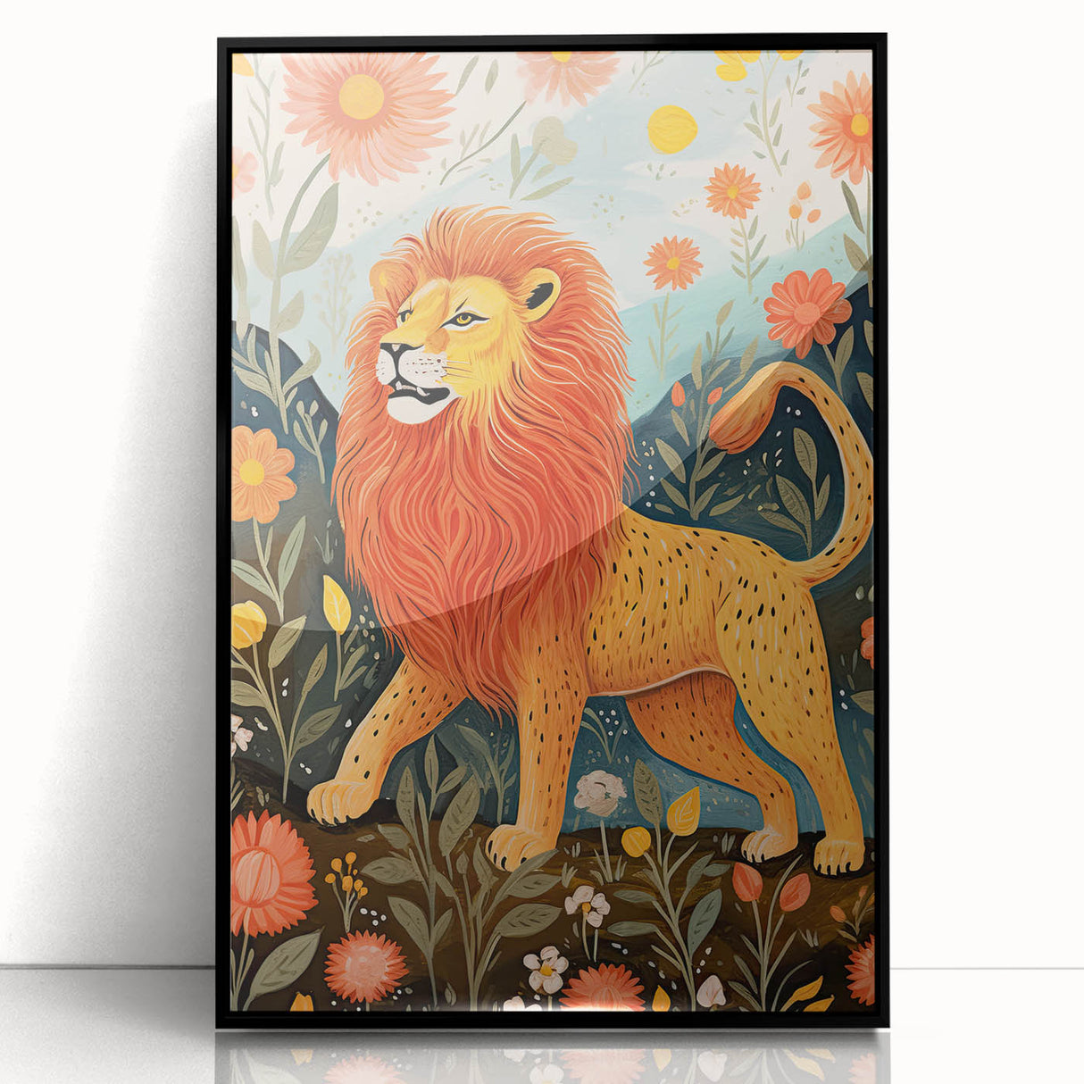 Majestic Lion Kids Room Wall Art - Nursery Safari Animal Print