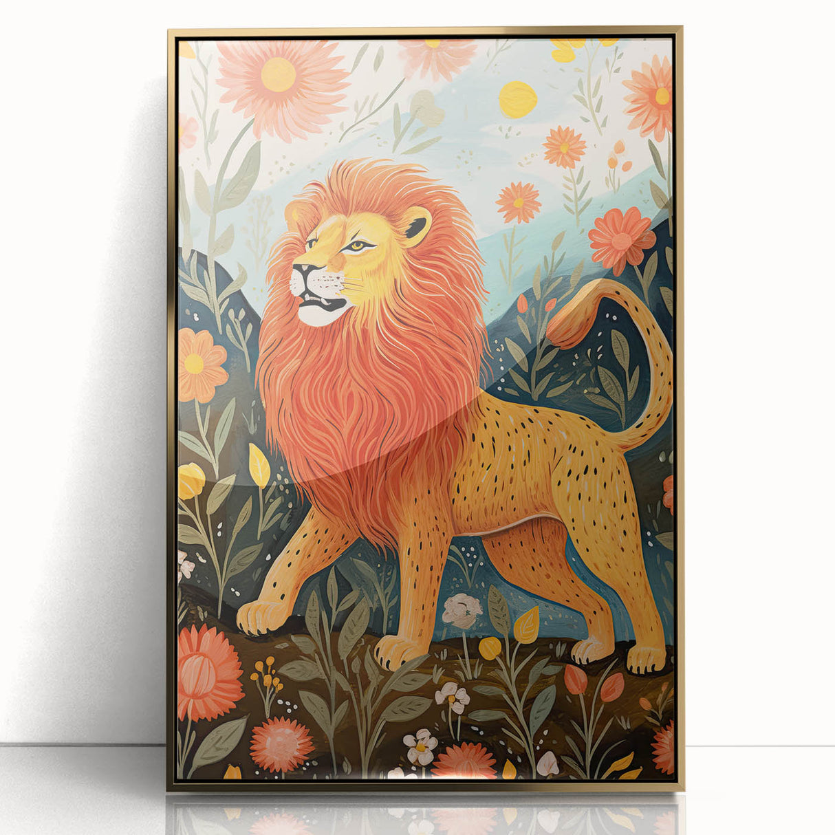 Majestic Lion Kids Room Wall Art - Nursery Safari Animal Print