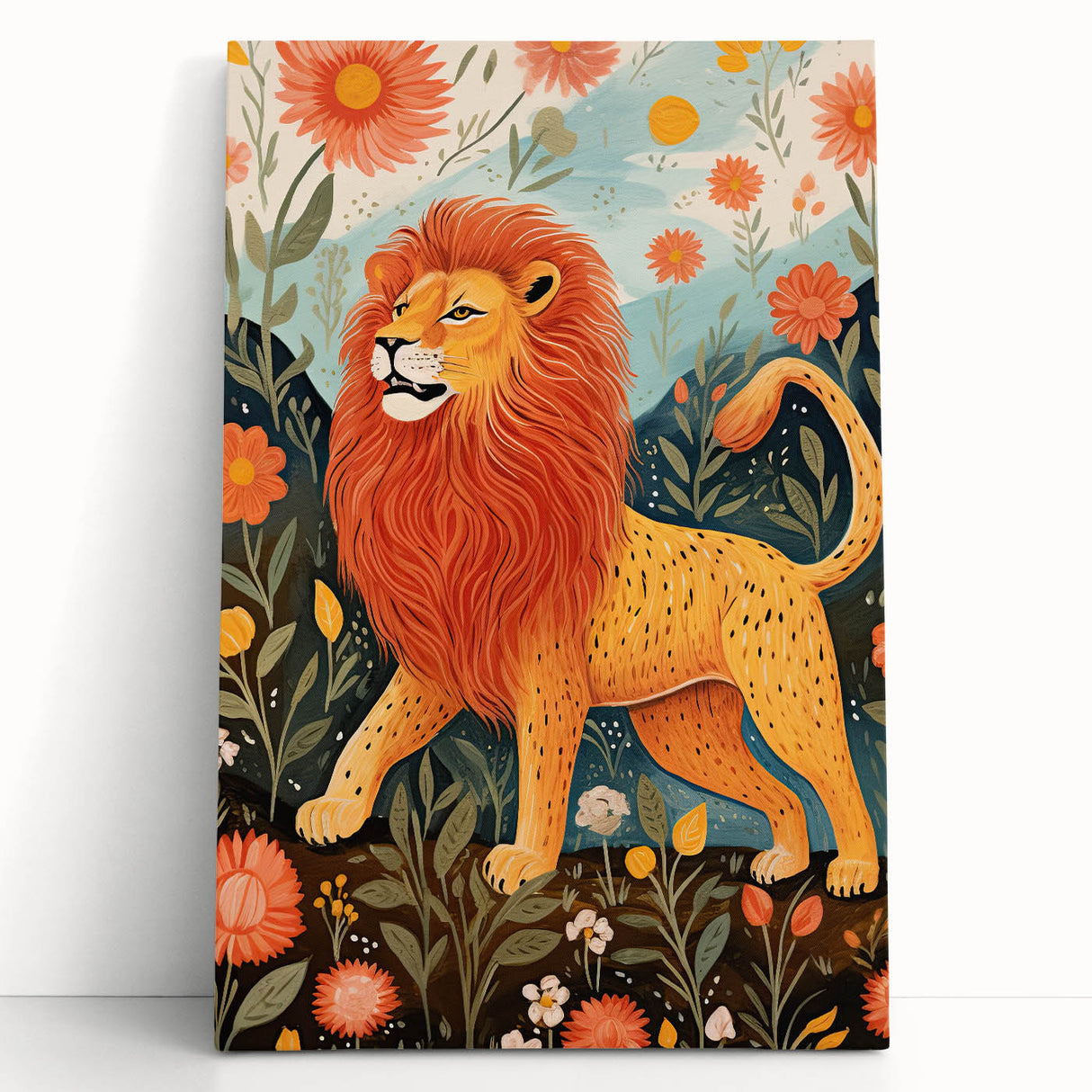 Majestic Lion Kids Room Wall Art - Nursery Safari Animal Print
