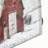 Close-up of a vibrant landscape barn wall art piece, showcasing rich colors and intricate details on acrylic glass, perfect for home decor and rustic themes.