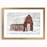 Elegant landscape barn wall art framed in gold, showcasing a serene rural scene with vibrant colors, perfect for enhancing home decor and creating a warm atmosphere.