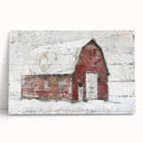 Rustic barn landscape wall art on a stretched canvas, showcasing vibrant colors and intricate details, ideal for enhancing home decor and creating a cozy atmosphere.