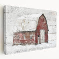 Stretched canvas wall art showcasing a vibrant landscape scene with a rustic barn, featuring rich colors and detailed textures, ideal for farmhouse decor.