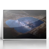 Framed acrylic artwork depicting vibrant canyons landscape in white frame, ideal for modern home decor or office settings, enhancing aesthetic appeal.