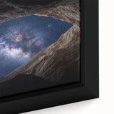 Close-up of a framed landscape canvas depicting vibrant canyons, showcasing rich earth tones and intricate textures, perfect for enhancing home decor.