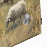 Close-up of a vibrant acrylic landscape artwork showcasing lush green hills and a bright blue sky, perfect for modern home decor and interior design inspiration.