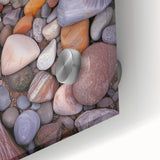 Close-up of a vibrant acrylic landscape artwork depicting a serene desert scene with warm earth tones, showcasing intricate details and textures, perfect for home decor.