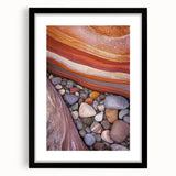 Framed desert landscape artwork with a black mat, showcasing vibrant colors and intricate details, designed to enhance modern home decor settings. Perfect for art enthusiasts and interior design lovers.