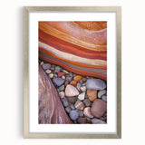 Desert landscape framed art print with a silver matte finish, showcasing warm earth tones and intricate details, perfect for enhancing home decor.