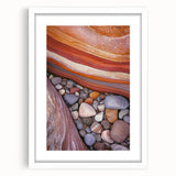 Desert landscape framed artwork with a white mat, showcasing vibrant colors and intricate details, perfect for home decor and wall display.