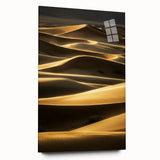 Acrylic glass landscape artwork depicting serene sand dunes in soft beige and golden tones, showcasing a side view that emphasizes texture and depth. Ideal for modern decor.