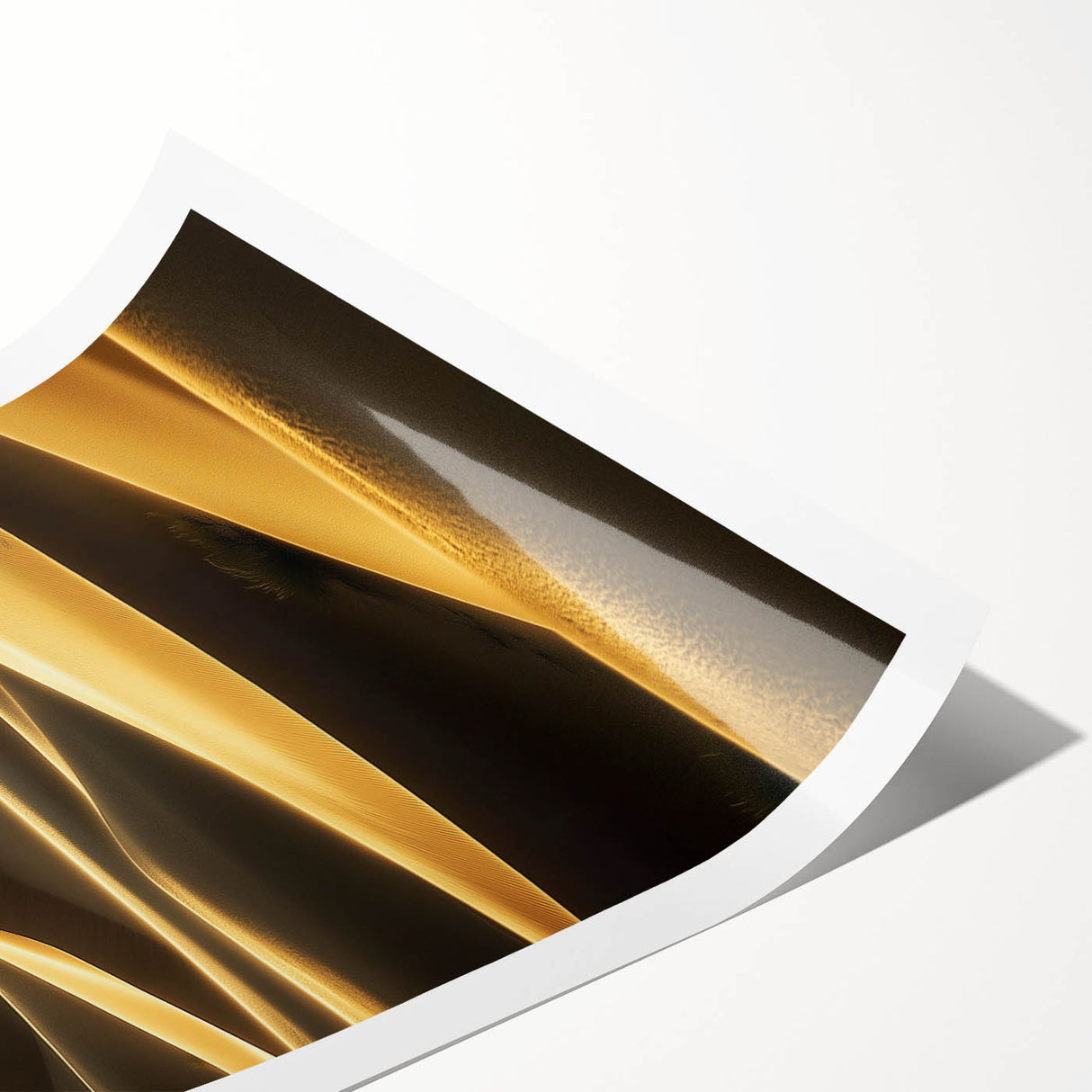 Desert landscape canvas print featuring gentle sand dunes in warm beige and golden tones, elegantly rolled for easy display and protection during shipping.
