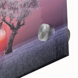 Close-up of a vibrant acrylic landscape artwork depicting lush green fields and a clear blue sky, showcasing intricate details and vivid colors ideal for home decor.