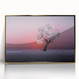 Framed acrylic artwork depicting a serene landscape with vibrant golden fields under a clear blue sky, perfect for enhancing home decor and adding a touch of elegance.