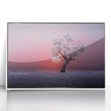 Framed acrylic wall art featuring serene landscapes of vibrant green fields, set in a modern white frame, perfect for enhancing home décor and creating a calming atmosphere.