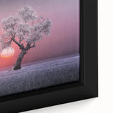 Close-up of a framed canvas print showcasing vibrant landscapes with rolling fields and lush greenery, ideal for home decor and nature-inspired interior design. This artwork emphasizes natural beauty and tranquility, enhancing any space with its vivid colors and serene imagery.