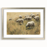 Silver-framed landscape artwork with a mat, showcasing vibrant colors and intricate details. Ideal for home decor or gallery display, exuding elegance and charm.