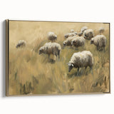 Framed canvas artwork showcasing a stunning landscape design with golden accents, elegantly displayed in a sleek frame, ideal for modern home decor.