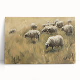 Stretched canvas artwork showcasing a vibrant landscape scene with rich colors, leaning against a wall, perfect for home decor and artistic ambiance.