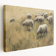 Stretched canvas artwork showcasing a vibrant landscape design with rich colors, displayed in a side view to highlight its texture and depth, ideal for home decor.