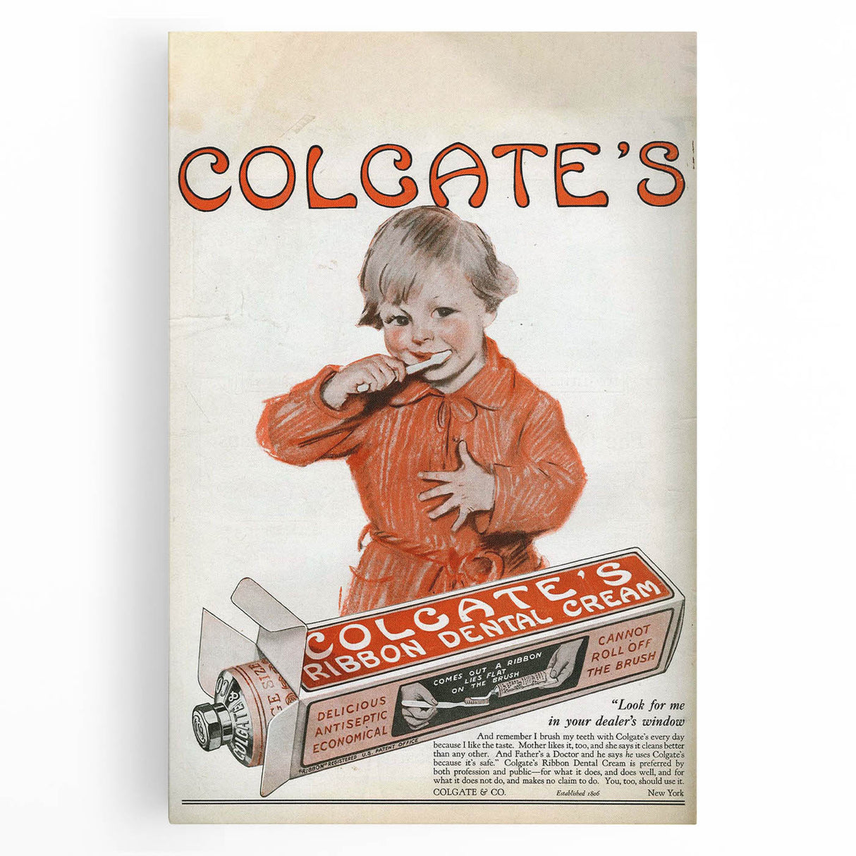 Vintage Colgate Ribbon Dental Cream Poster - Classic Retro Ad Art