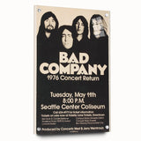 Bad Company 1976 Concert Poster – Retro Black & White Wall Art