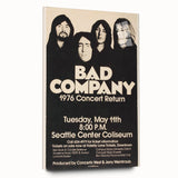 Bad Company 1976 Concert Poster – Retro Black & White Wall Art