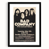 Bad Company 1976 Concert Poster – Retro Black & White Wall Art